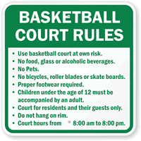 Basketball Court Rules Sign