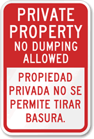 Private Property No Dumping Allowed Sign