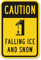 Caution Falling Ice and Snow Sign (with Graphic)