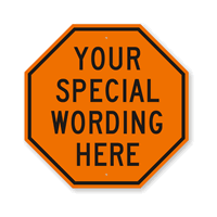 Customizable Octagon Orange & Black Template Parking Sign