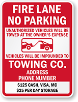 Tow Away Zone Sign Unauthorized Vehicles Towed Custom Sign
