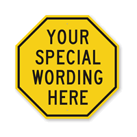 Customizable Octagon Yellow & Black Template Parking Sign