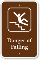 Danger Of Falling From Stairs Campground Sign