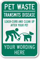 Pet Waste Transmits Disease, Leash Curb Sign