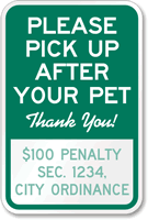 Please Clean Up After Your Pet Sign