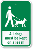 All Dogs Kept On A Leash Sign