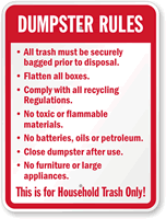 Dumpster Rules Sign