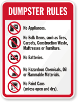 Dumpster Rules Sign (with Graphic)