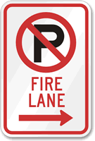 Fire Lane Parking Sign (right arrow symbol )