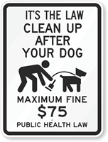 Public Health Law   Maximum Fine $75 Sign