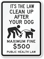 Public Health Law   Maximum Fine $500 Sign