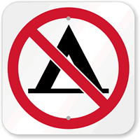 No Camping Tent Symbol Sign