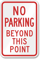 No Parking Beyond Point Sign