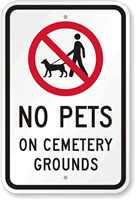 No Pets On Cemetery Grounds Sign