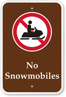 No Snowmobiles Campground Park Sign