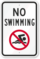 No Swimming (With Graphic) Sign