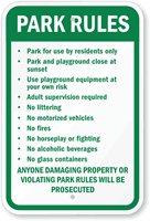 Park Rules Sign