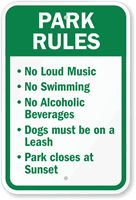 Park Rules Sign