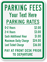 Custom Parking Fees Sign