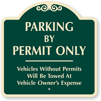 Parking By Permit Only Sign