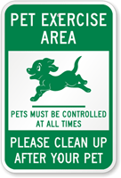 Pet Exercise Area Sign