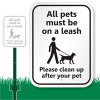 Pets Sign - All Pets Must Be On A Leash Sign, SKU: K-7349