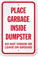 Dumpster Rules Sign