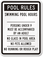 Swimming Pool Hours Sign