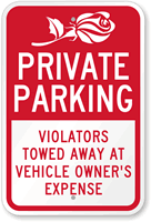 Private Parking Violators Towed Away Sign