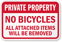 Private Property No Bicycles Sign