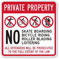 No Skateboarding & Bicycle Riding Sign (with Graphic)