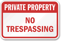 Private Property No Trespassing Sign (Red)