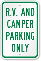 RV & Camper Parking Only Sign