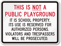 Public Playground Private Property Sign