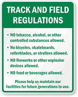 Track And Field Regulations Sign