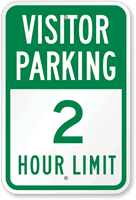 Visitor Parking 2 Hour Limit Sign