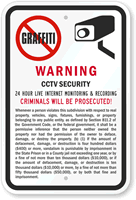 Warning CCTV Security Sign (With Graphic) 