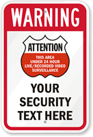 Warning   Area Under Video Surveillance Custom Sign