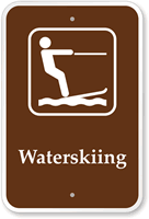 Waterskiing Campground Park Sign with Graphic