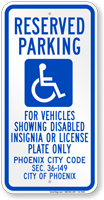 Arizona ADA Handicapped Reserved Parking Sign