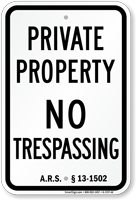 Arizona No Trespassing Sign