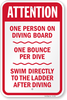 Attention One Person On Diving Board Sign