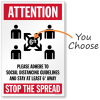 Attention Adhere to Social Distancing Guidelines Stop the Spread Social Distancing Sign