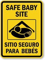 Bilingual Safe Baby Site Sign With Graphic