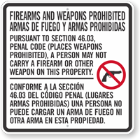 Bilingual Texas Gun Law Sign