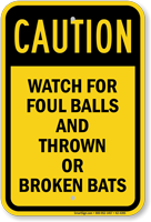 Caution Baseball Sign