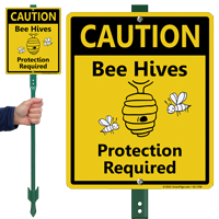 Caution Bee Hives Protection Required Lawnboss Sign