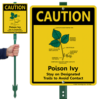 Caution Poison IVY Stay On Trails LawnBoss Sign