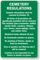 Cemetery Regulations Sign