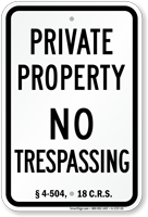 Colorado No Trespassing Sign